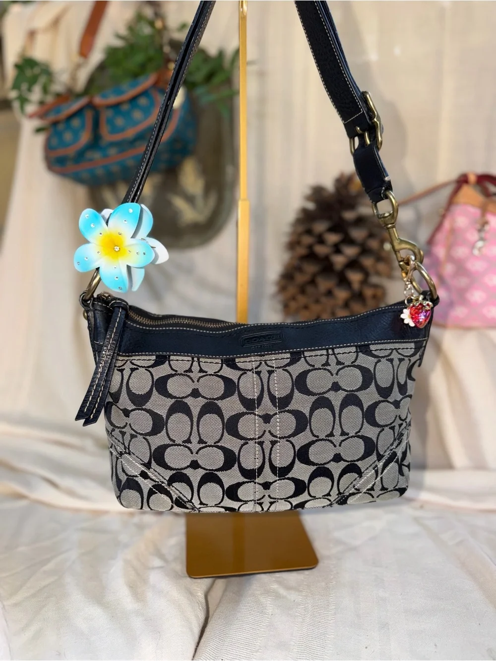 Coach Signature Canvas Crossbody Bag - Black/Gray